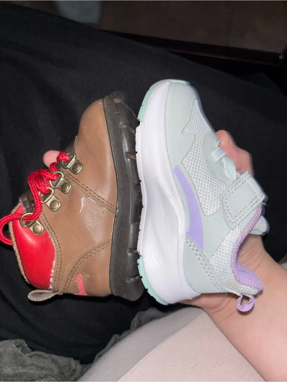 Disney Brown Kids Boots with Red Laces and Minnie Accent